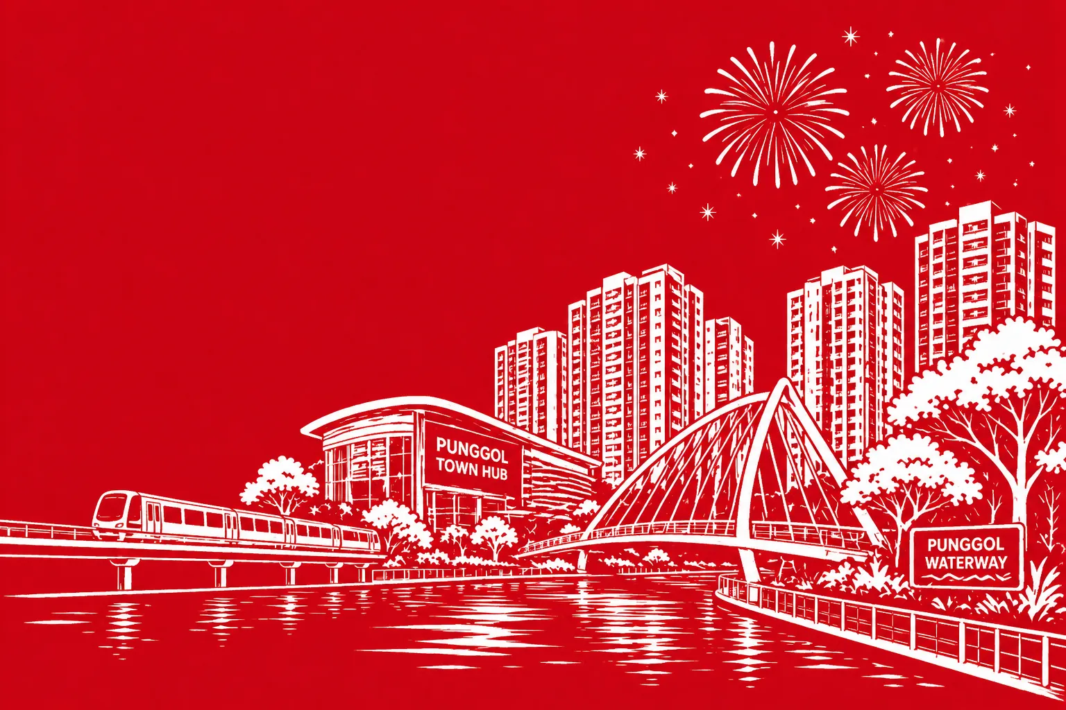 Singapore Home Insurance illustrated by Punggol Waterway and HDB homes representing protection for homeowners and their property