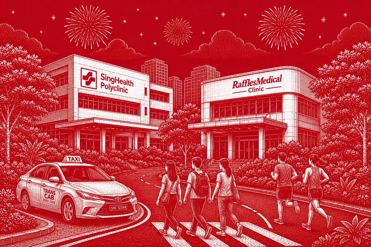 Personal Accident Insurance in Singapore featuring healthcare clinics and everyday activities representing accident protection